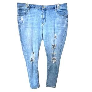 Levi's Jeans Womens 22W Busted Knee #720 High Rise Skinny Rips Light Blue